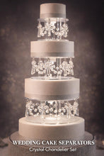 Load image into Gallery viewer, Luxury Chandelier Wedding Cake Separator set 3 : LED Lit Glass seperators (8/10/12 inch). Free UK &amp; USA Shipping
