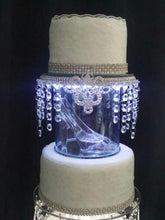 Load image into Gallery viewer, Rhinestone Glass Slipper Cake Separator – Crystal Wedding Cake Divider with LED Lights, Elegant Bridal Cake Display
