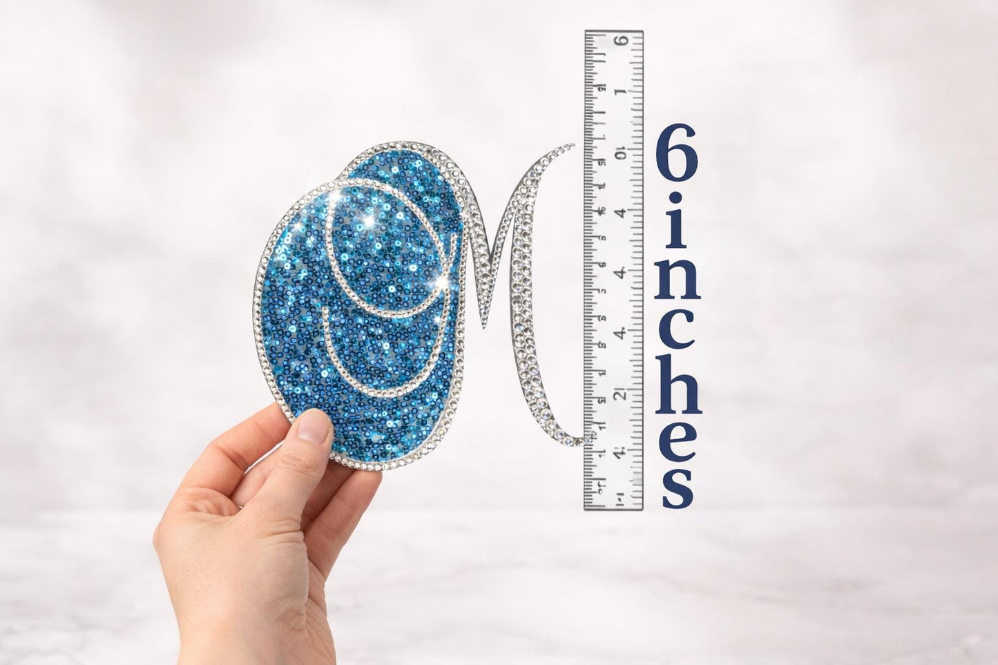 6 Inch Rhinestone Letter Cake Topper | Custom Initial Monogram | Silver Crystal Birthday Wedding Cake Decor