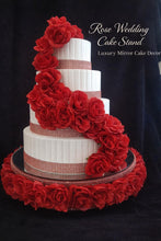 Load image into Gallery viewer, Red Rose Wedding Cake Stand: Diamante Mirror Display

