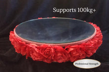Load image into Gallery viewer, Red Rose Wedding Cake Stand: Diamante Mirror Display
