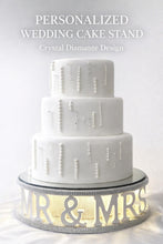Load image into Gallery viewer, Personalized Wedding Cake Stand with Lights: MRS &amp; MRS Rhinestone Effect

