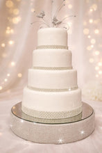 Load image into Gallery viewer, Cake Stand Mirror Top Wedding cake Display base Heavy Duty Rhinestone Cake Riser Glam Cake Stand Custom Wedding Decor Crystal cake holder
