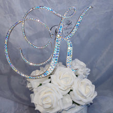 Load image into Gallery viewer, Swarovski Crystal Wedding Cake Topper: 4 inch Monogram Rhinestone Bling
