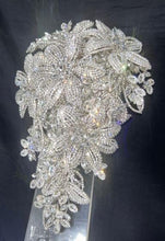 Load image into Gallery viewer, Wedding bouquet Rhinestone Cascade Brides Bouquet Crystal brides Bouquet, Non Floral Keepsake
