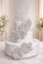 Load image into Gallery viewer, Silver Rhinestone Flower Cake Decoration Wedding Cake Embellishment Engagement cake brooch
