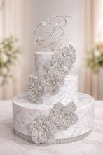 Load image into Gallery viewer, Silver Rhinestone Flower Cake Decoration Wedding Cake Embellishment Engagement cake brooch
