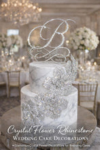 Load image into Gallery viewer, Silver Rhinestone Flower Cake Decoration Wedding Cake Embellishment Engagement cake brooch
