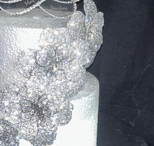 Load image into Gallery viewer, Silver Rhinestone Flower Cake Decoration Wedding Cake Embellishment Engagement cake brooch
