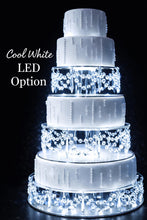 Load image into Gallery viewer, Crystal Chandelier Cake Stand Dividers – 3 Tier Separator Set with Cool White LED | Wedding Cake Display Stand
