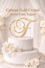 Load image into Gallery viewer, Crystal Rhinestone Letter Cake Topper: Gold Monogram Initial

