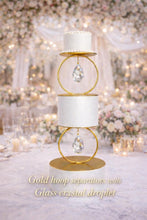 Load image into Gallery viewer, Hoop and Crystal Metal Cake Separator for Wedding &amp; Event Display cake
