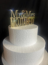 Load image into Gallery viewer, Personalised Swarovski Crystal Wedding Cake Topper – Mr &amp; Mrs + Surname – Luxury Rhinestone Bling Wedding Decor
