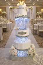 Load image into Gallery viewer, Glass Slipper Cake Divider Set: Crystal Wedding Decor with LED Lights
