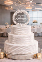 Load image into Gallery viewer, Pearl Wedding Cake Topper 6" Personalized Anniversary Cake Decoration, Custom Names Date Topper,30th 40th 50th Anniversary wedding Keepsake
