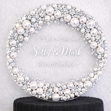 Load image into Gallery viewer, Pearl Wedding Cake Topper 6" Personalized Anniversary Cake Decoration, Custom Names Date Topper,30th 40th 50th Anniversary wedding Keepsake

