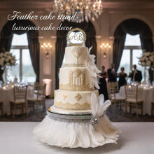 Load image into Gallery viewer, Feather Wedding Cake Stand Gatsby Decor | Luxury 1920s Crystal base | Vintage Glam Wedding Cake Display

