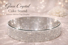 Load image into Gallery viewer, Cake Stand Mirror Top Wedding cake Display base Heavy Duty Rhinestone Cake Riser Glam Cake Stand Custom Wedding Decor Crystal cake holder
