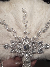 Load image into Gallery viewer, Feather Fan wedding bouquet, feather bouquet by Crystal wedding uk
