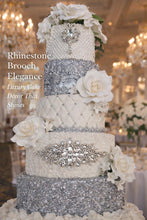 Load image into Gallery viewer, Rhinestone Cake Brooch with Food Grade Picks Luxury Wedding Cake Bling | Crystal Cake Decoration
