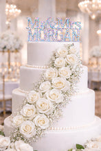 Load image into Gallery viewer, Personalised Swarovski Crystal Wedding Cake Topper – Mr &amp; Mrs + Surname – Luxury Rhinestone Bling Wedding Decor
