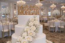Load image into Gallery viewer, Personalised Swarovski Crystal Wedding Cake Topper – Mr &amp; Mrs + Surname – Luxury Rhinestone Bling Wedding Decor
