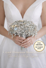 Load image into Gallery viewer, Wedding bouquet Rhinestone round posy Brides Bouquet Crystal brides Bouquet Non Floral Keepsake Crystal Bridal Bouquet, Round Posy
