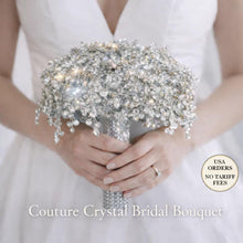 Load image into Gallery viewer, Wedding bouquet Crystal Rhinestone round posy Brides Bouquet Non Floral Keepsake Crystal wedding flowers
