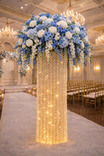 Load image into Gallery viewer, Tall Crystal LED Table Centerpiece 22"x 6", Lighted Chandelier Wedding Deco Display with LED Lights
