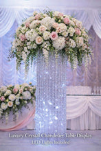 Load image into Gallery viewer, Tall Crystal LED Table Centerpiece 22"x 6", Lighted Chandelier Wedding Deco Display with LED Lights
