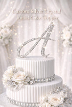 Load image into Gallery viewer, Crystal Initial Cake Topper, Personalized Wedding Monogram, Luxury Rhinestone Letter Topper, Bridal Keepsake Cake Decoration
