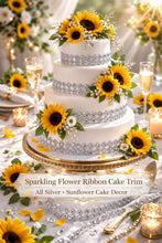 Load image into Gallery viewer, Flower Cake Ribbon Trim 30mm Rhinestone Effect Wedding Cake Banding Luxury Cake Border Birthday &amp; Celebration Cake Decor- 19 COLOR OPTIONS
