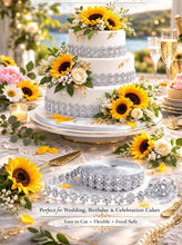 Load image into Gallery viewer, Flower Cake Ribbon Trim 30mm Rhinestone Effect Wedding Cake Banding Luxury Cake Border Birthday &amp; Celebration Cake Decor- 19 COLOR OPTIONS
