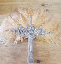 Load image into Gallery viewer, Set of 4 Feather Fan bouquets, Ostrich feathers,Great Gatsby wedding style 1920's - any colour as custom made
