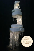 Load image into Gallery viewer, Crystal Chandelier Wedding Cake Stand LED Illuminated Cake Centrepiece Tall Luxury Floating Cake Display Illusion 3 tier set
