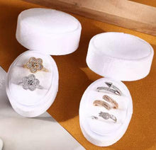Load image into Gallery viewer, Custom Velvet Ring Box White , Wedding Ring Box, Triple Slot Ring Box, Double Slot, Personalized wedding ring holder
