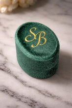 Load image into Gallery viewer, Custom Velvet Ring Box White , Wedding Ring Box, Triple Slot Ring Box, Double Slot, Personalized wedding ring holder
