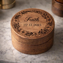 Load image into Gallery viewer, Personalised Wooden Ring Box, Engraved Proposal Ring Box, Custom Walnut Wedding Ring Holder, Luxury Engagement Ring Box
