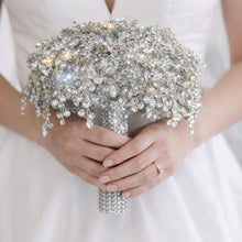 Load image into Gallery viewer, Wedding bouquet Rhinestone round posy Brides Bouquet Crystal brides Bouquet Non Floral Keepsake Crystal Bridal Bouquet, Round Posy
