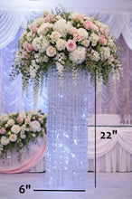 Load image into Gallery viewer, Tall Crystal LED Table Centerpiece 22"x 6", Lighted Chandelier Wedding Deco Display with LED Lights
