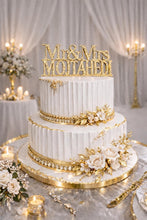 Load image into Gallery viewer, Personalised Swarovski Crystal Wedding Cake Topper – Mr &amp; Mrs + Surname – Luxury Rhinestone Bling Wedding Decor
