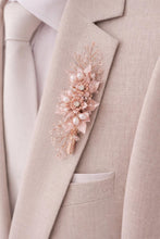 Load image into Gallery viewer, Rose Gold Crystal Bridal Bouquet, Luxury Wedding Bouquet, Metallic Bridal Flowers, Rhinestone Pearl Wedding Bouquet, Glam Bride Accessories
