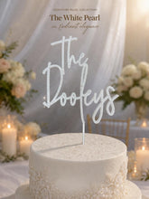 Load image into Gallery viewer, Personalized Crystal Wedding Cake Topper: Gold Rhinestone ' THE' - your Surname, Last name topper
