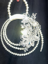 Load image into Gallery viewer, Pearl Bridal Bouquet, Rhinestone Flower,Art Deco style Elegant Wedding Accessory
