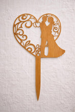 Load image into Gallery viewer, Rustic cake Topper,Heart Couple Boho Wedding cake Topper, Wooden cake decor, Engagement cake topper
