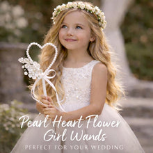 Load image into Gallery viewer, Flower Pearl heart flower girl wand by Crystal wedding uk
