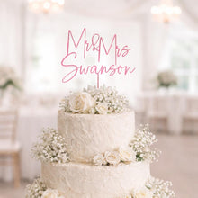 Load image into Gallery viewer, Gold Wedding cake topper, Personalized cake topper, Rustic wedding cake topper, Custom Mr Mrs topper, Anniversary Cake toppers, Wood topper
