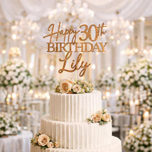 Load image into Gallery viewer, Birthday Cake Topper, Happy 50th Birthday Cake Topper, Custom name decor, Personalised wood Birthday Topper 18th 21st 30th 40th 60th
