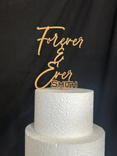 Load image into Gallery viewer, Personalized Rustic Topper, Boho Wedding cake Topper, Personalised wood cake decor, Engagment cake topper
