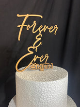 Load image into Gallery viewer, Personalized Rustic Topper, Boho Wedding cake Topper, Personalised wood cake decor, Engagment cake topper
